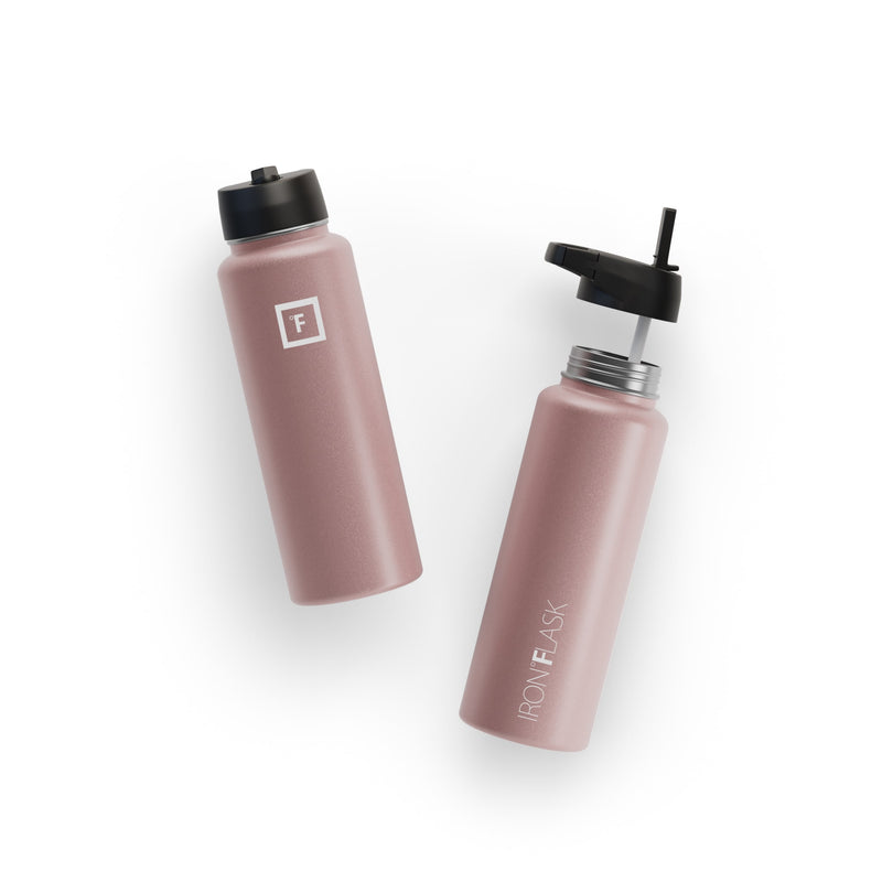 Iron Flask 40 Oz with Straw Lid Wide Mouth Bottle Rose Gold | 921IZRPWT