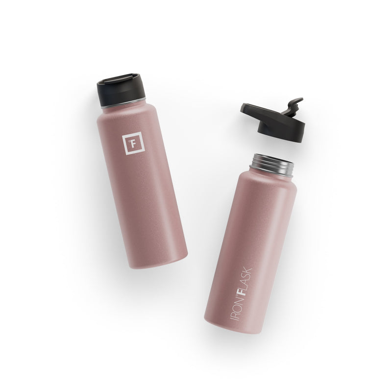Iron Flask 40 Oz with Straw Lid Wide Mouth Bottle Rose Gold | 921IZRPWT