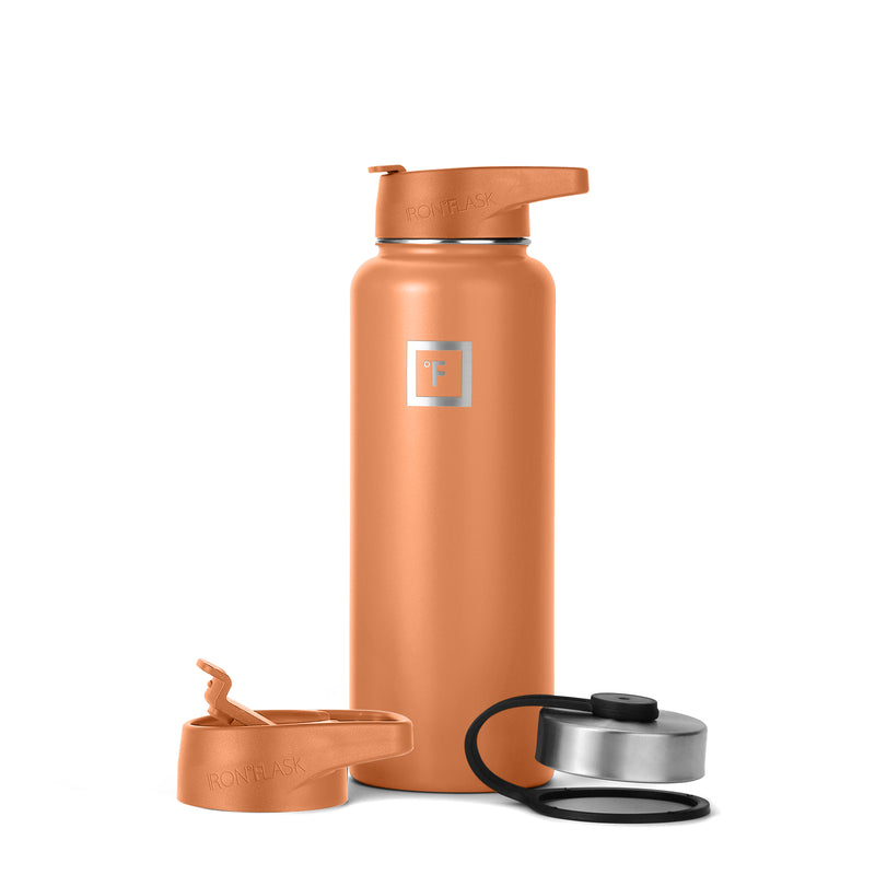 Iron Flask 40 Oz with Straw Lid Wide Mouth Bottle Clementine | 645NZRFDI