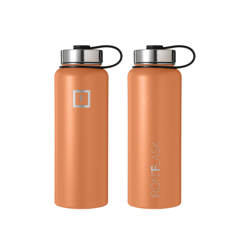 Iron Flask 40 Oz with Straw Lid Wide Mouth Bottle Clementine | 645NZRFDI