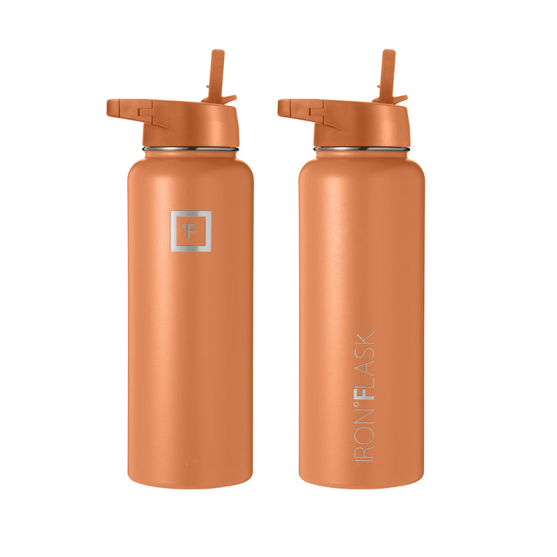 Iron Flask 40 Oz with Straw Lid Wide Mouth Bottle Clementine | 645NZRFDI
