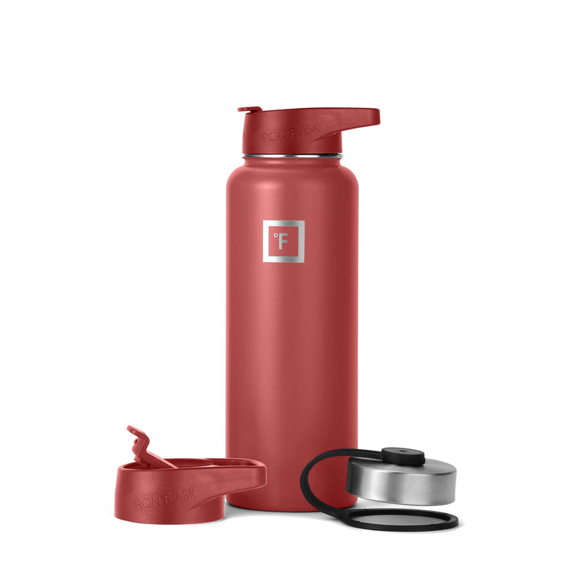 Iron Flask 40 Oz with Straw Lid Wide Mouth Bottle Red | 104OYLKSX