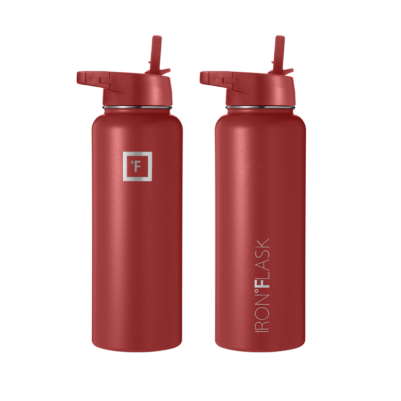 Iron Flask 40 Oz with Straw Lid Wide Mouth Bottle Red | 104OYLKSX