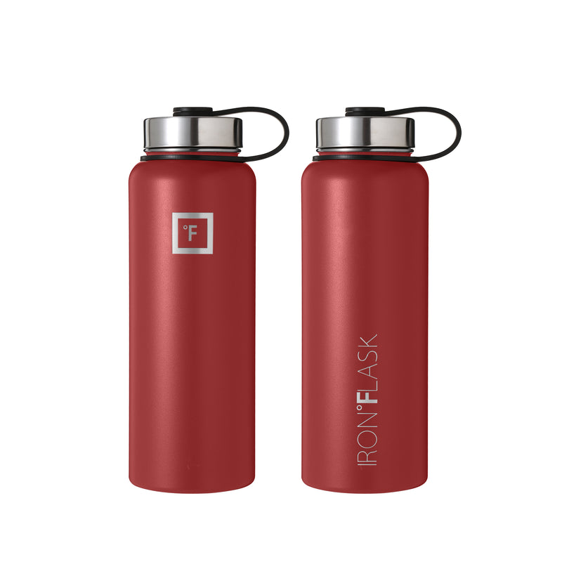 Iron Flask 40 Oz with Straw Lid Wide Mouth Bottle Red | 104OYLKSX