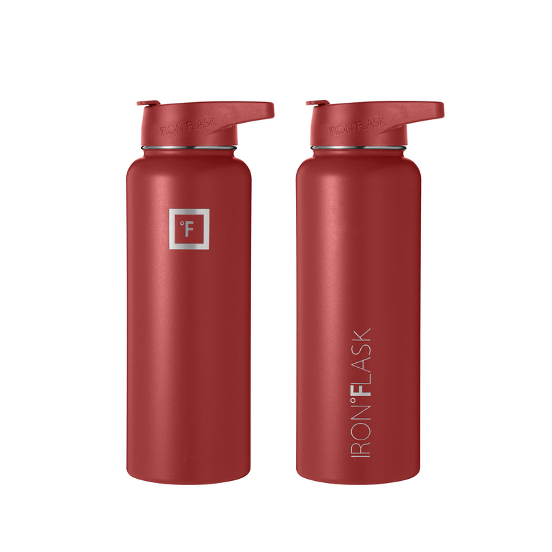Iron Flask 40 Oz with Straw Lid Wide Mouth Bottle Red | 104OYLKSX