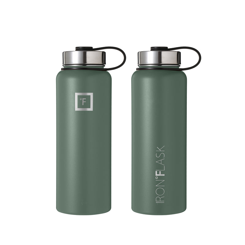 Iron Flask 40 Oz with Straw Lid Wide Mouth Bottle Olive | 419RACTFK