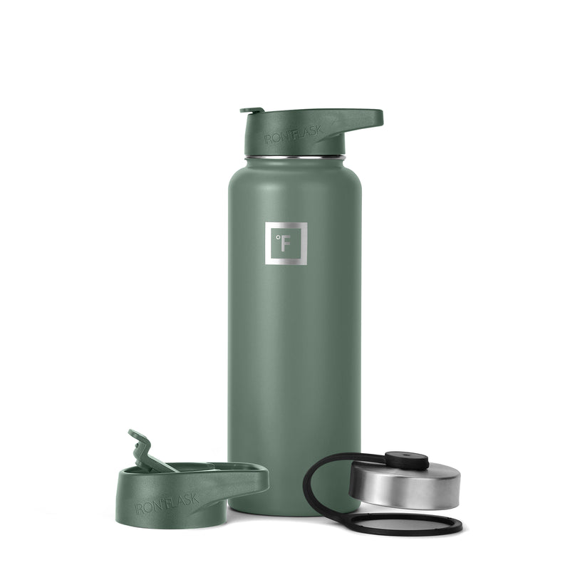 Iron Flask 40 Oz with Straw Lid Wide Mouth Bottle Olive | 419RACTFK
