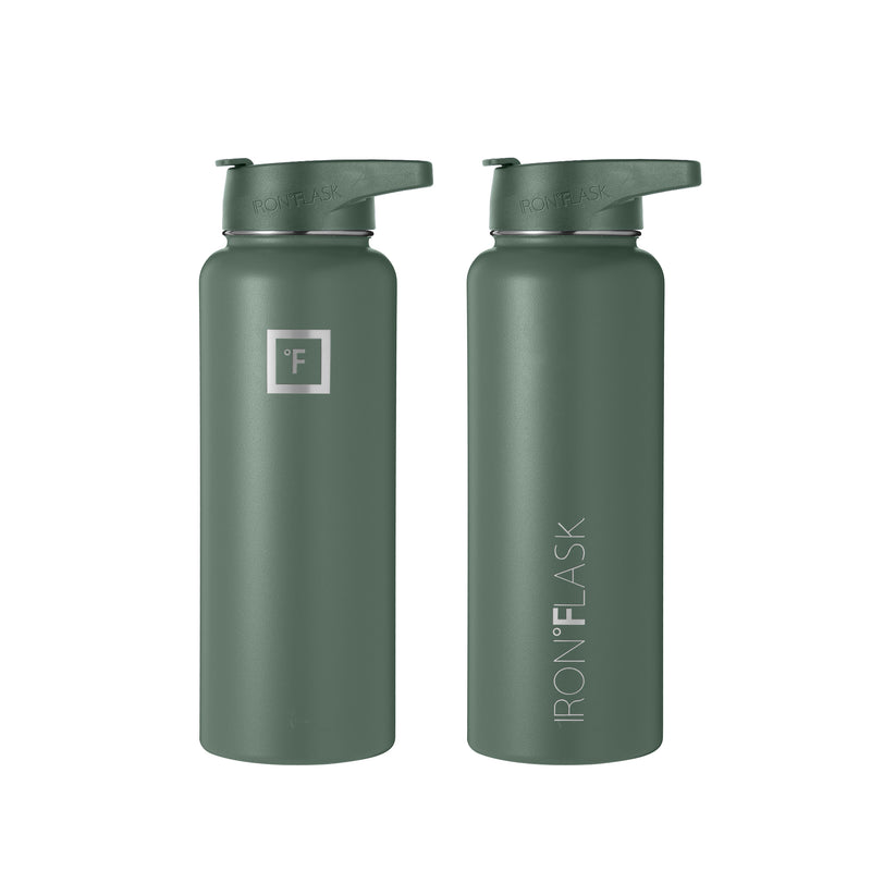 Iron Flask 40 Oz with Straw Lid Wide Mouth Bottle Olive | 419RACTFK