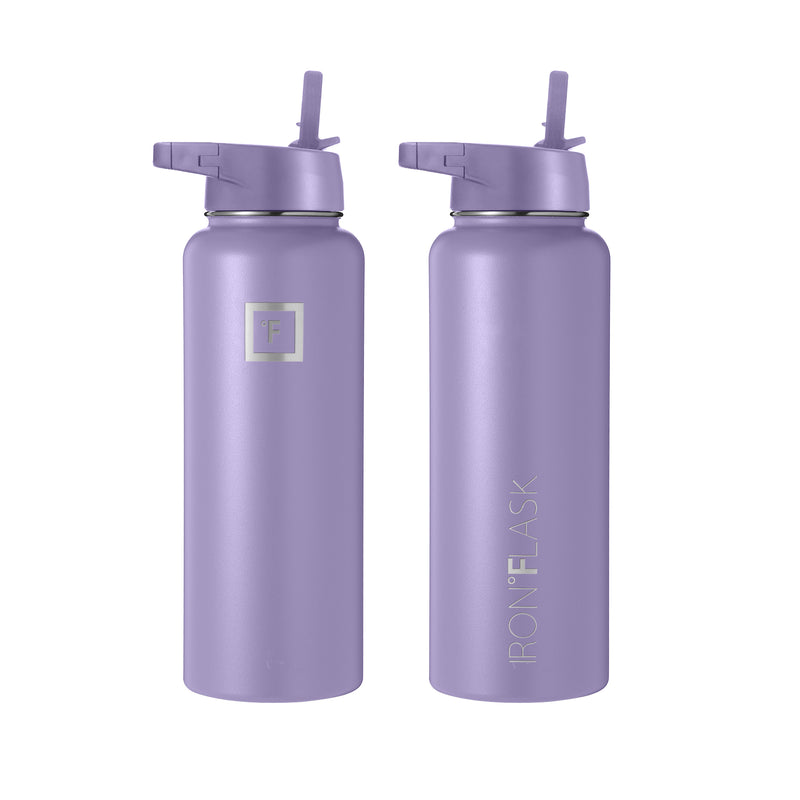 Iron Flask 40 Oz with Straw Lid Wide Mouth Bottle Lavender | 829QWYAEM