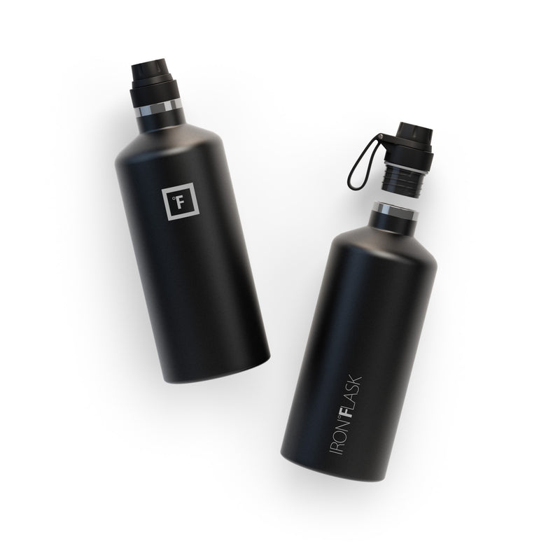 Iron Flask 64 Oz with Spout Lid Narrow Mouth Bottle Black | 079NTMXUB