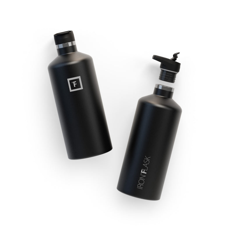 Iron Flask 64 Oz with Spout Lid Narrow Mouth Bottle Black | 079NTMXUB