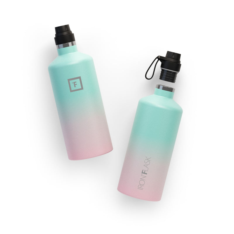 Iron Flask 64 Oz with Spout Lid Narrow Mouth Bottle Bubble Gum | 697YBZLNE