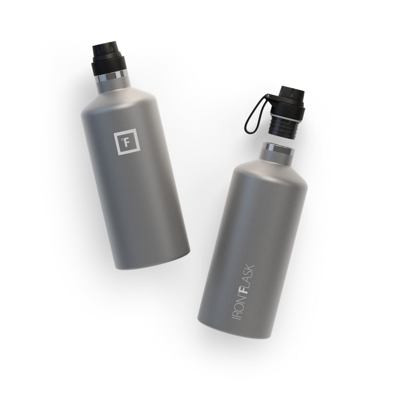 Iron Flask 64 Oz with Spout Lid Narrow Mouth Bottle Deep Grey | 489RFYEIH