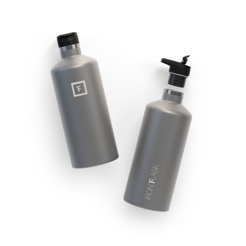 Iron Flask 64 Oz with Spout Lid Narrow Mouth Bottle Deep Grey | 489RFYEIH