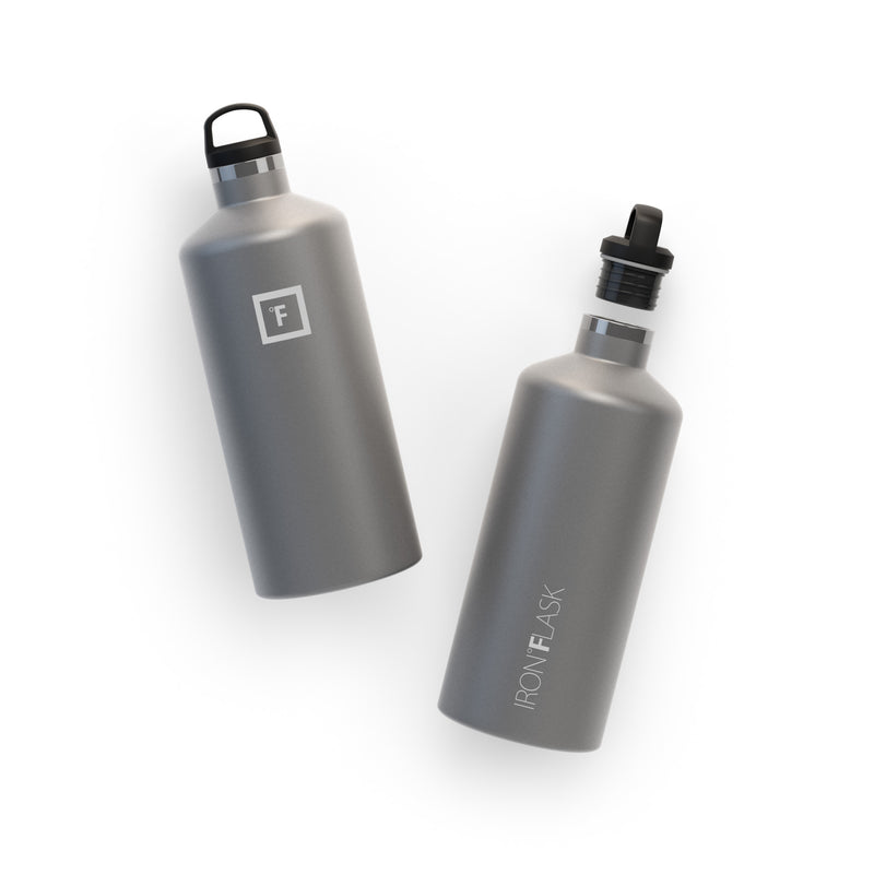 Iron Flask 64 Oz with Spout Lid Narrow Mouth Bottle Deep Grey | 489RFYEIH
