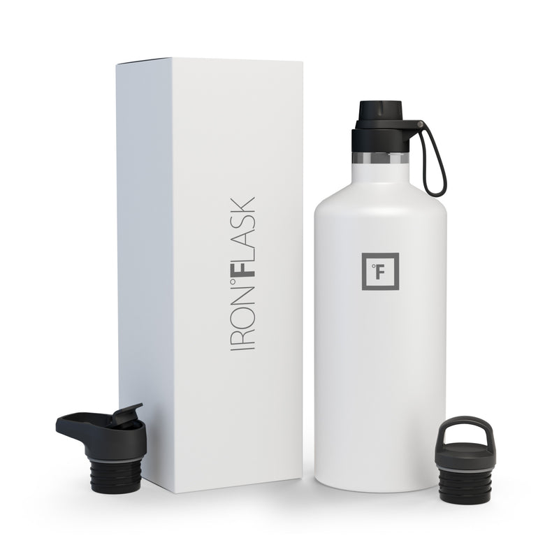 Iron Flask 64 Oz with Spout Lid Narrow Mouth Bottle White | 695GBOSZE