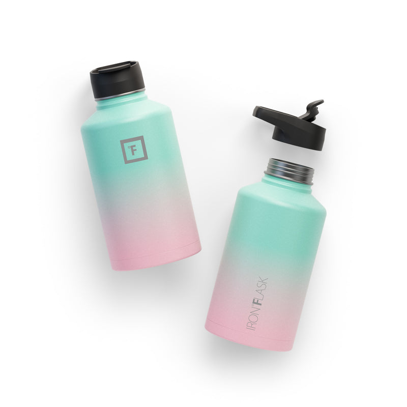 Iron Flask 64 Oz with Spout Lid Wide Mouth Bottle Bubble Gum | 207CKVRXG