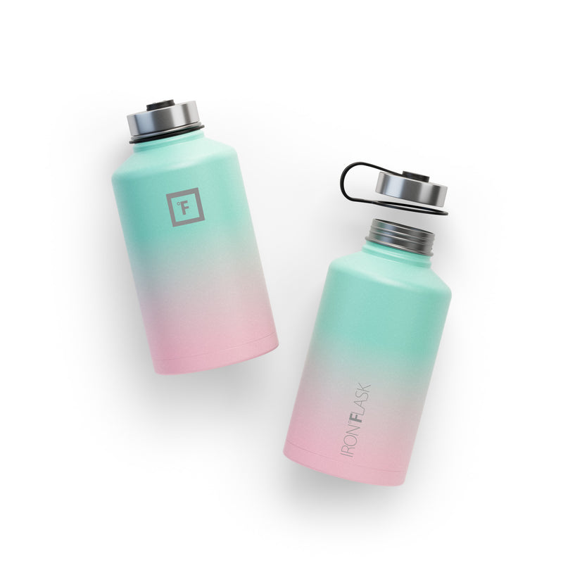 Iron Flask 64 Oz with Spout Lid Wide Mouth Bottle Bubble Gum | 207CKVRXG