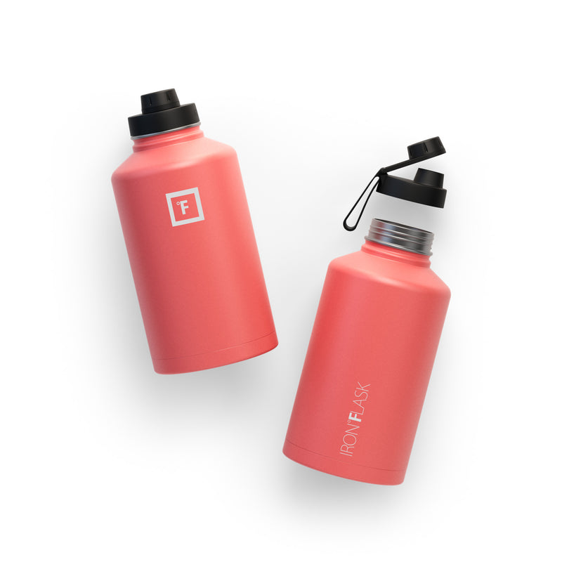 Iron Flask 64 Oz with Spout Lid Wide Mouth Bottle Coral | 726ASPXRW