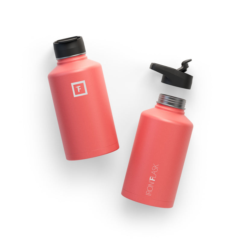 Iron Flask 64 Oz with Spout Lid Wide Mouth Bottle Coral | 726ASPXRW