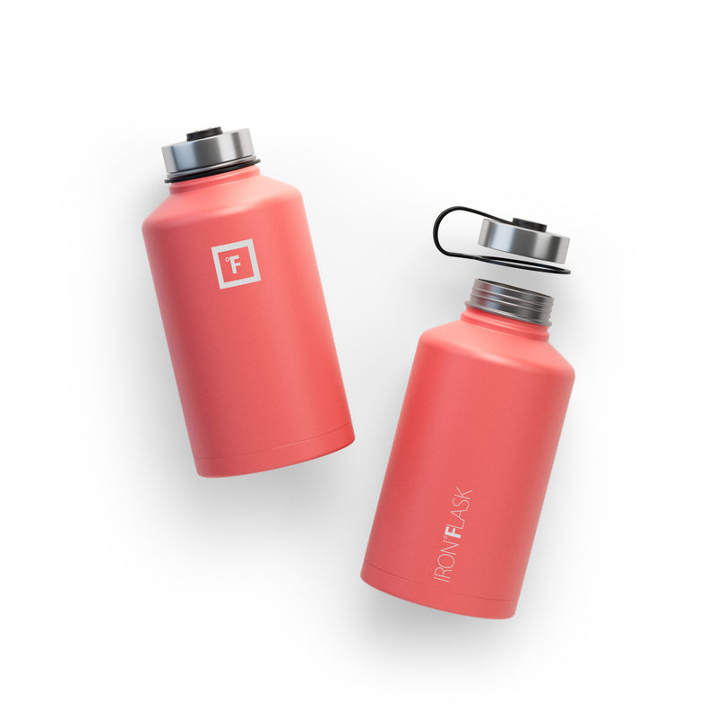 Iron Flask 64 Oz with Spout Lid Wide Mouth Bottle Coral | 726ASPXRW