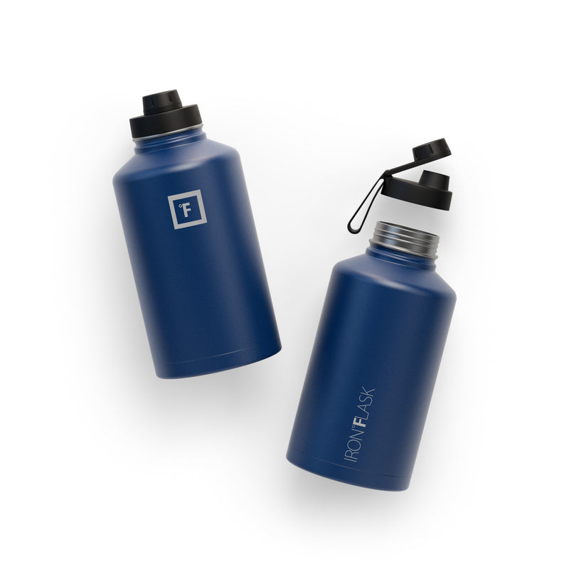 Iron Flask 64 Oz with Spout Lid Wide Mouth Bottle Blue | 567LKCFRU