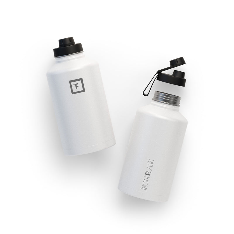 Iron Flask 64 Oz with Spout Lid Wide Mouth Bottle White | 914DTOYQU