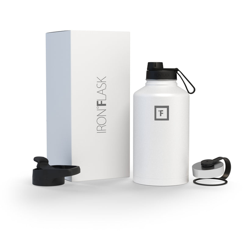 Iron Flask 64 Oz with Spout Lid Wide Mouth Bottle White | 914DTOYQU