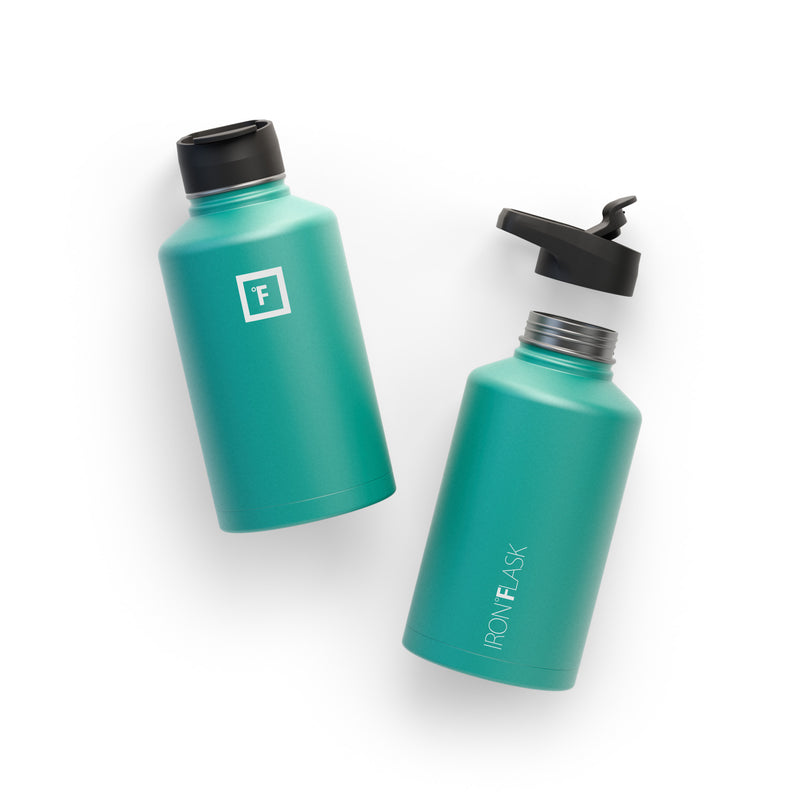 Iron Flask 64 Oz with Spout Lid Wide Mouth Bottle Turquoise | 694ATHLIP
