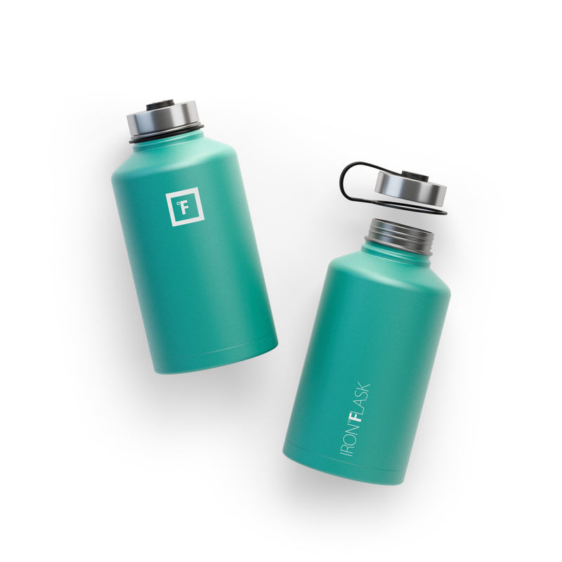 Iron Flask 64 Oz with Spout Lid Wide Mouth Bottle Turquoise | 694ATHLIP
