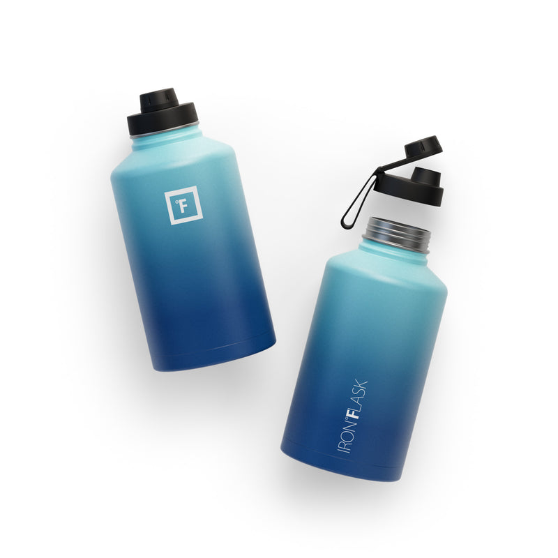 Iron Flask 64 Oz with Spout Lid Wide Mouth Bottle Blue | 829JFAPXV
