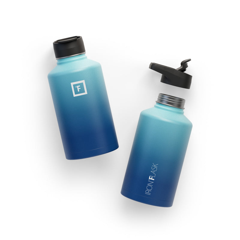 Iron Flask 64 Oz with Spout Lid Wide Mouth Bottle Blue | 829JFAPXV