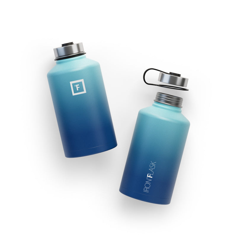 Iron Flask 64 Oz with Spout Lid Wide Mouth Bottle Blue | 829JFAPXV