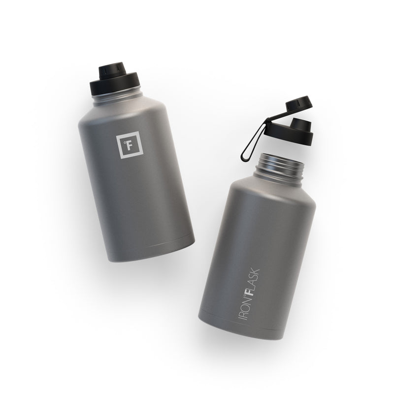 Iron Flask 64 Oz with Spout Lid Wide Mouth Bottle Deep Grey | 489OTJDEM