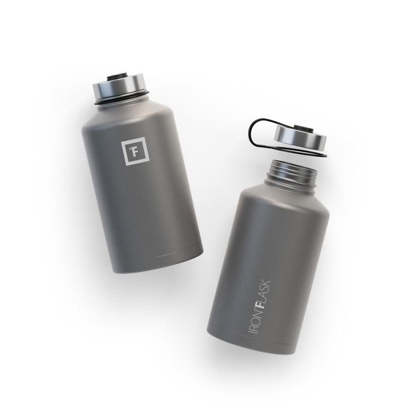 Iron Flask 64 Oz with Spout Lid Wide Mouth Bottle Deep Grey | 489OTJDEM