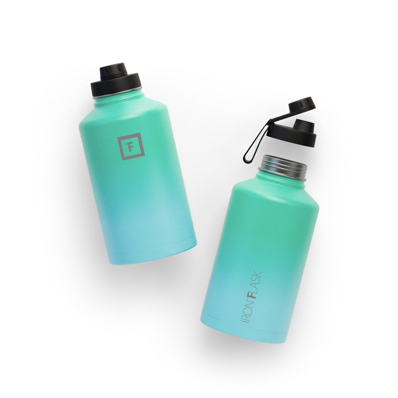 Iron Flask 64 Oz with Spout Lid Wide Mouth Bottle Blue | 568PFWIDK