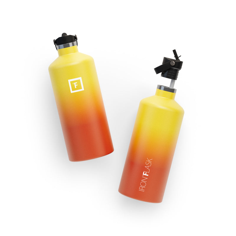 Iron Flask 64 Oz with Straw Lid Narrow Mouth Bottle Fire | 012KSUQZP