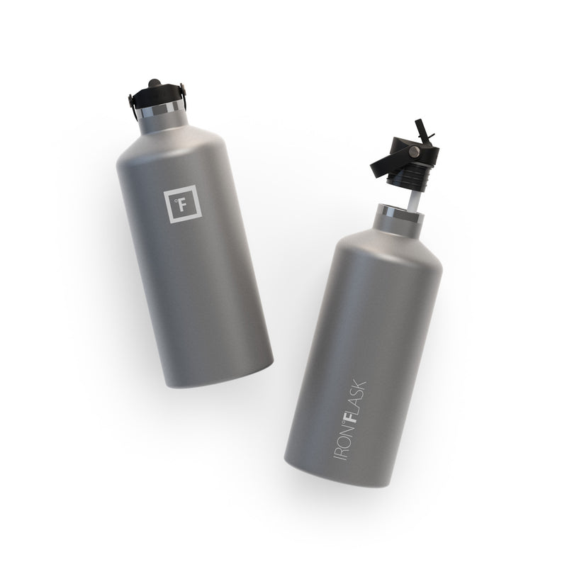 Iron Flask 64 Oz with Straw Lid Narrow Mouth Bottle Deep Grey | 349ZSPKAF