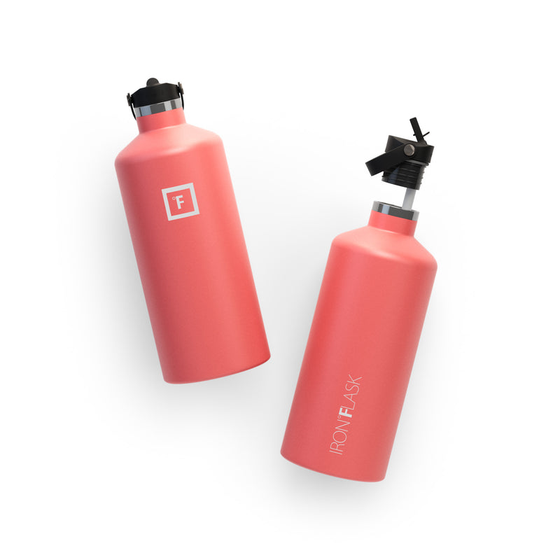 Iron Flask 64 Oz with Straw Lid Narrow Mouth Bottle Coral | 390QOWLHZ