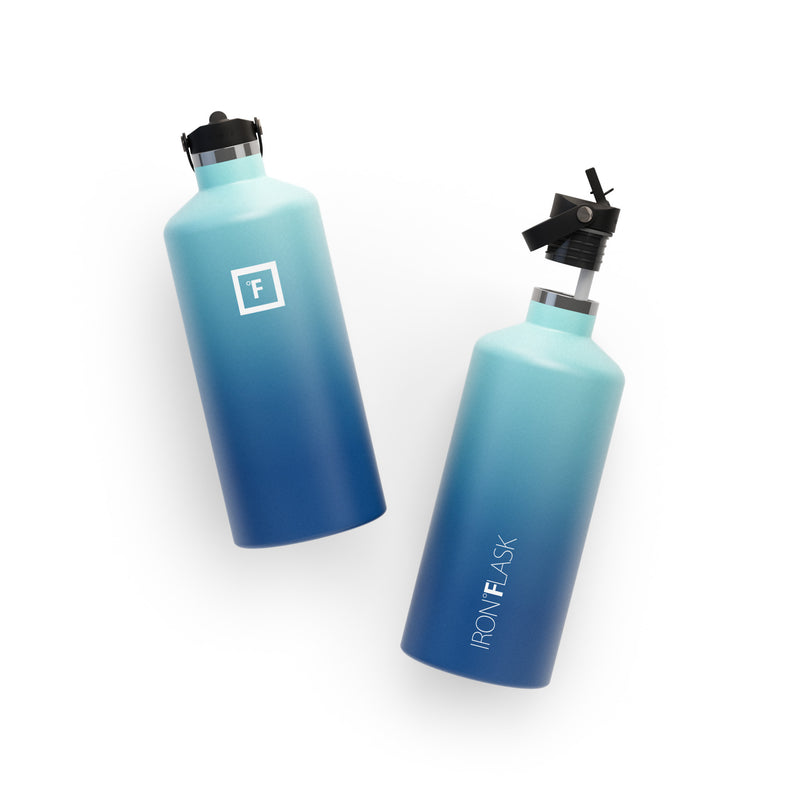 Iron Flask 64 Oz with Straw Lid Narrow Mouth Bottle Blue | 023KMHPNQ