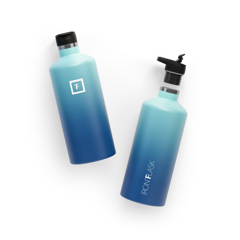 Iron Flask 64 Oz with Straw Lid Narrow Mouth Bottle Blue | 023KMHPNQ