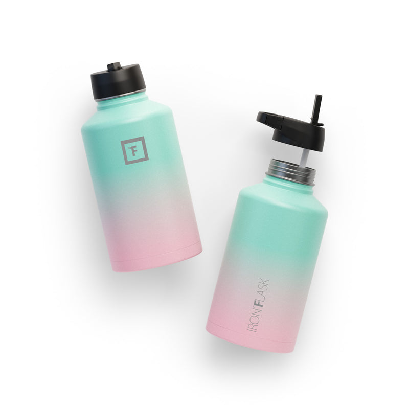 Iron Flask 64 Oz with Straw Lid Wide Mouth Bottle Bubble Gum | 350ZEOMJK