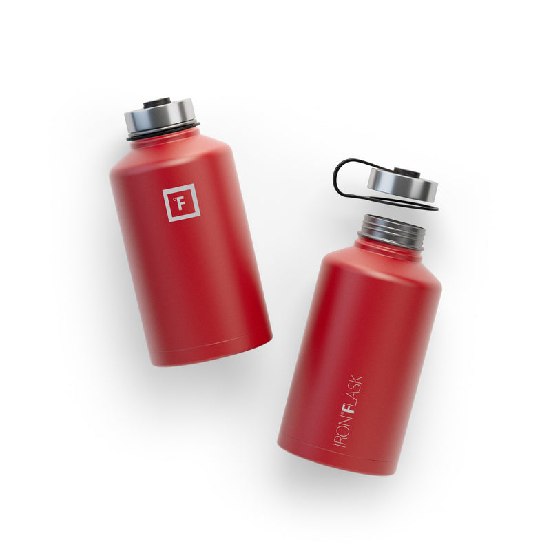 Iron Flask 64 Oz with Straw Lid Wide Mouth Bottle Red | 465RKHVWA