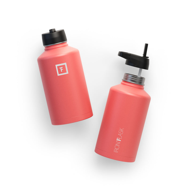 Iron Flask 64 Oz with Straw Lid Wide Mouth Bottle Coral | 147USZNFJ