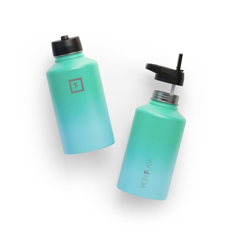 Iron Flask 64 Oz with Straw Lid Wide Mouth Bottle Blue | 392RJEUCI