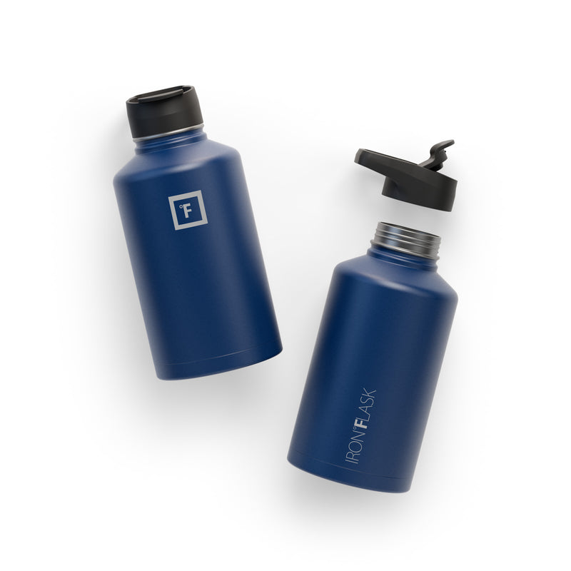 Iron Flask 64 Oz with Straw Lid Wide Mouth Bottle Blue | 260DGZNSM