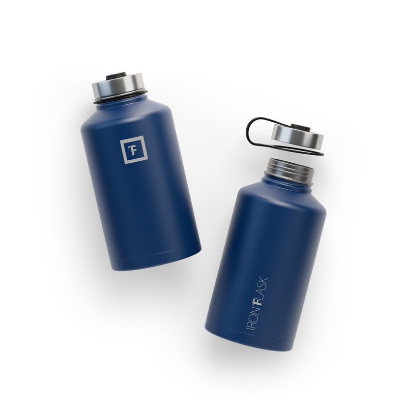Iron Flask 64 Oz with Straw Lid Wide Mouth Bottle Blue | 260DGZNSM