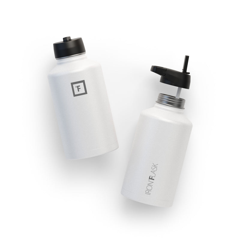 Iron Flask 64 Oz with Straw Lid Wide Mouth Bottle White | 743WISMTB