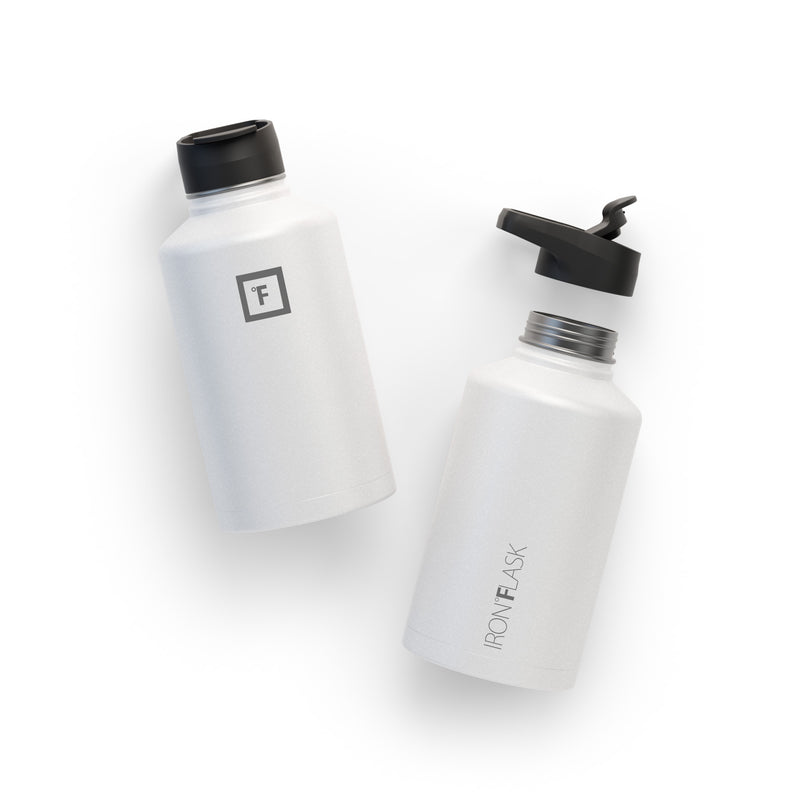 Iron Flask 64 Oz with Straw Lid Wide Mouth Bottle White | 743WISMTB