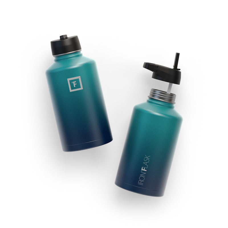 Iron Flask 64 Oz with Straw Lid Wide Mouth Bottle Dark Night | 792TKAYLJ